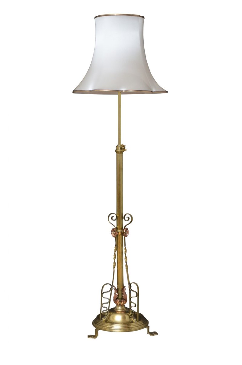 Art Nouveau Brass Floor Standard Lamp Height Adjustable